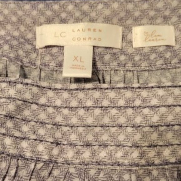 LC Lauren Conrad Womens White & Purple Long Sleeve Blouse Size XL - Picture 2 of 2